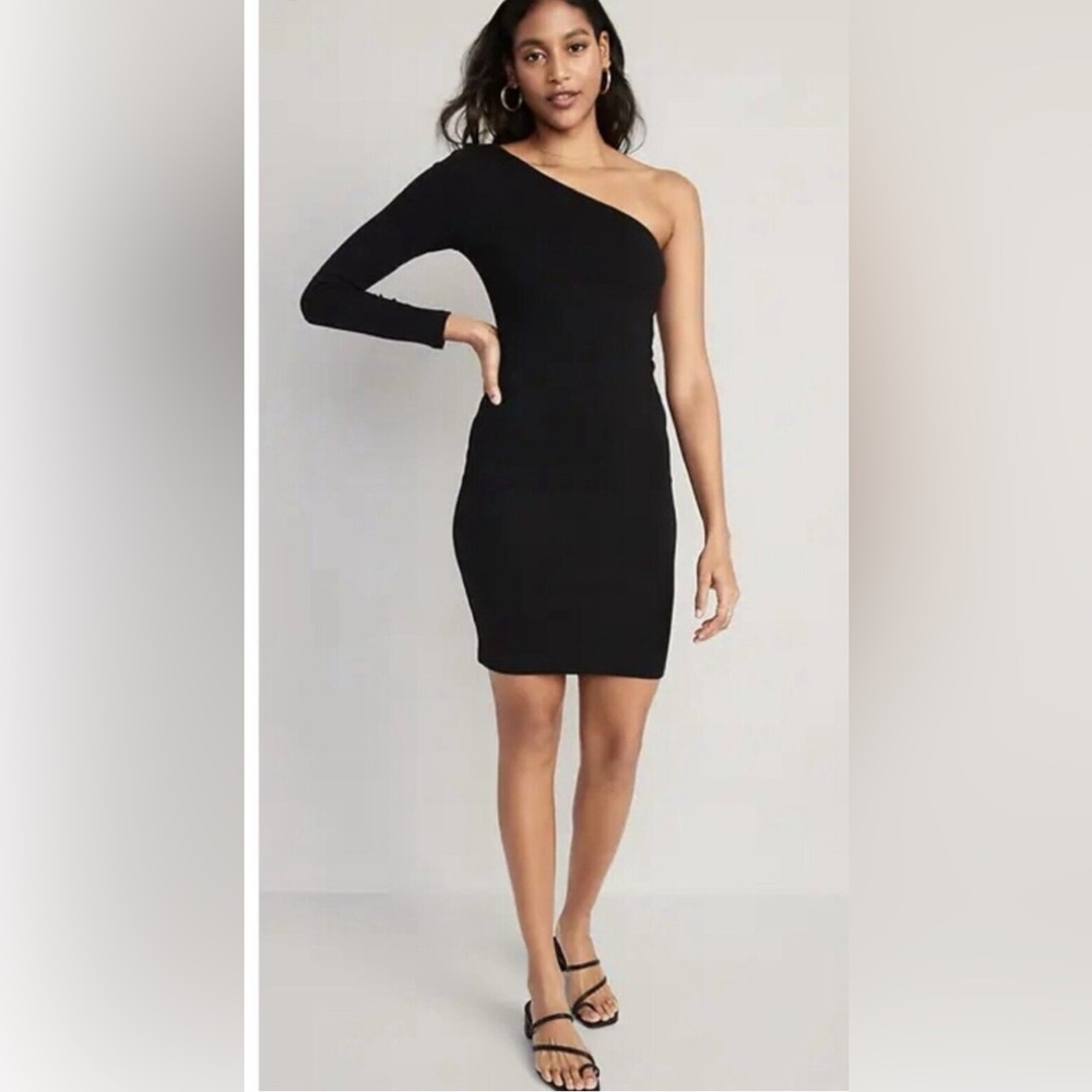 Old Navy ribbed knit one shoulder mini dress